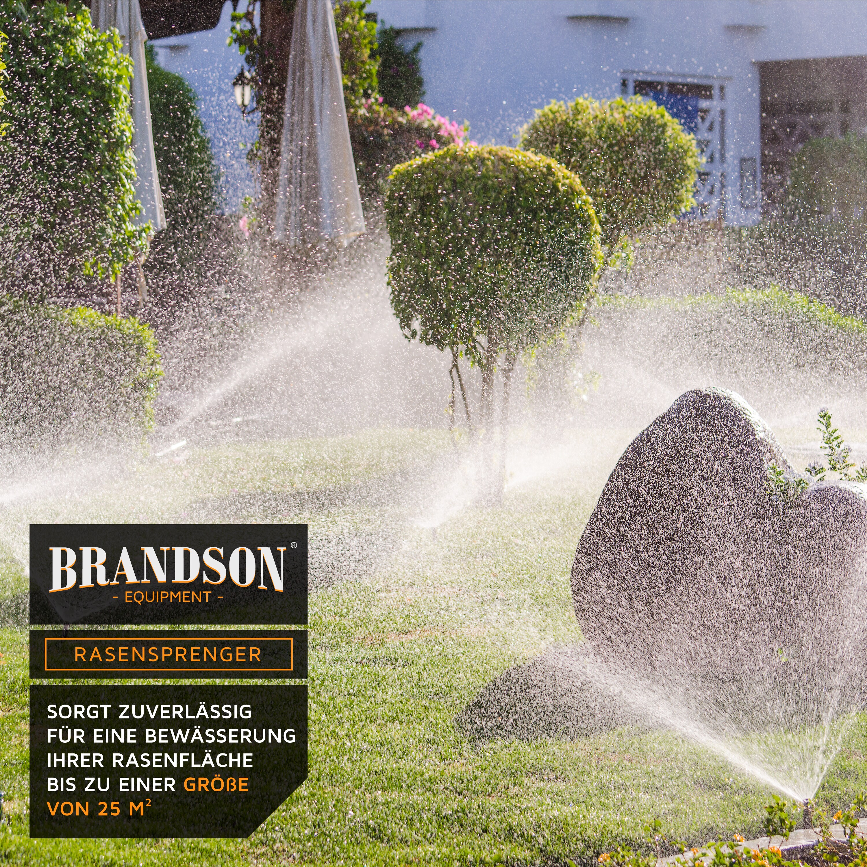 Brandson 2x Versenkregner - Rasensprinkler - Gartensprinkler Bewässerungssystem versenkbar - für Flächen bis 25 m2 - mit Schmutzsieb - frostsicher