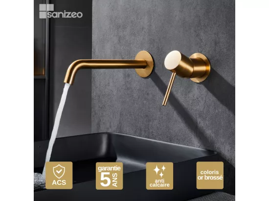 Robinet Mitigeur de Lavabo anti-calcaire Encastré Or Brossé IMEX MONZA GLM039/OC