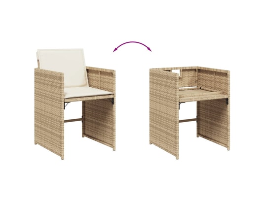 VIDAXL - Ensemble table et chaises Ensemble à manger de jardin et coussins 15 pcs beige