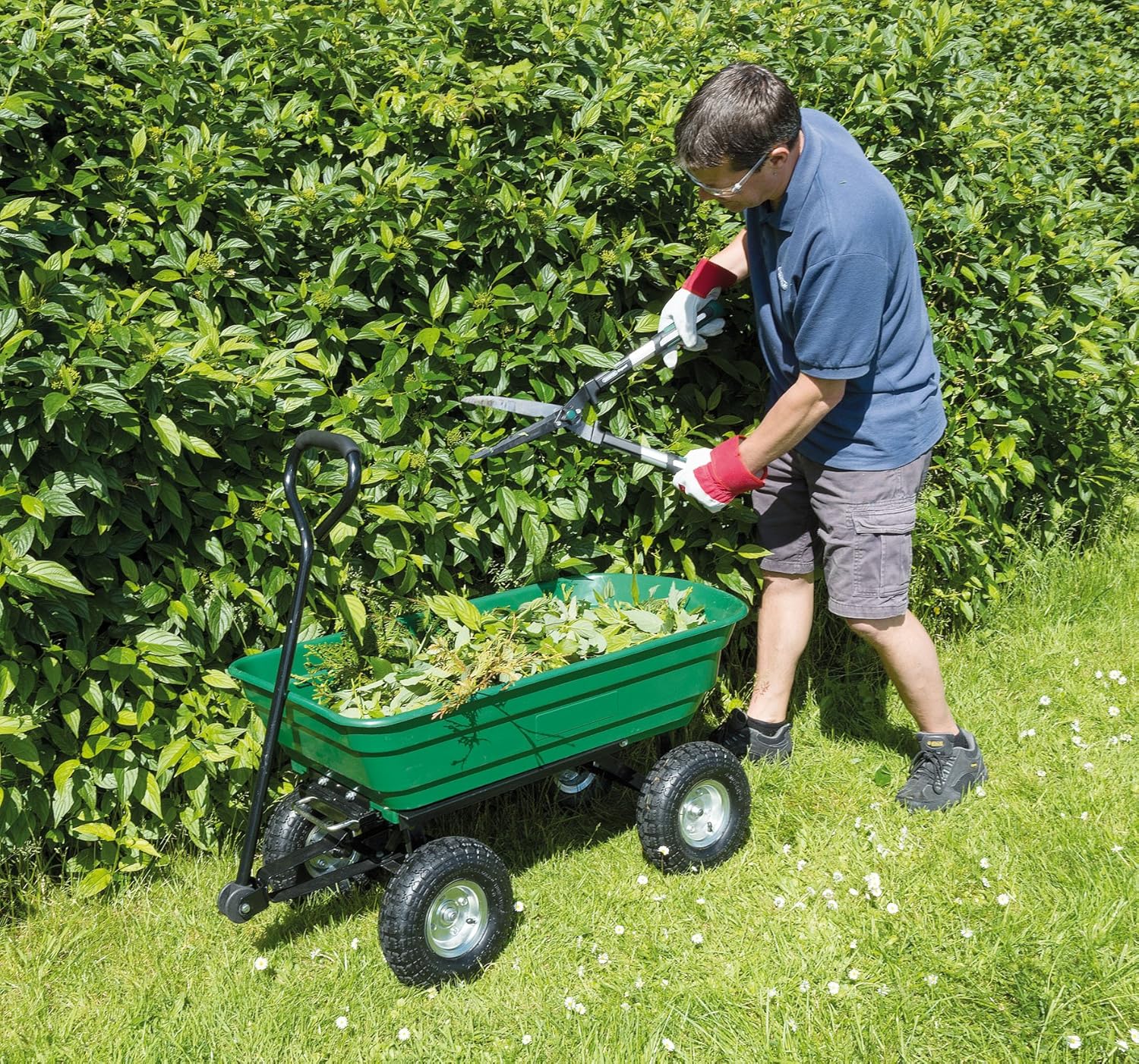 Draper Petit Chariot de Jardin à Bascule, Vert : Jardin