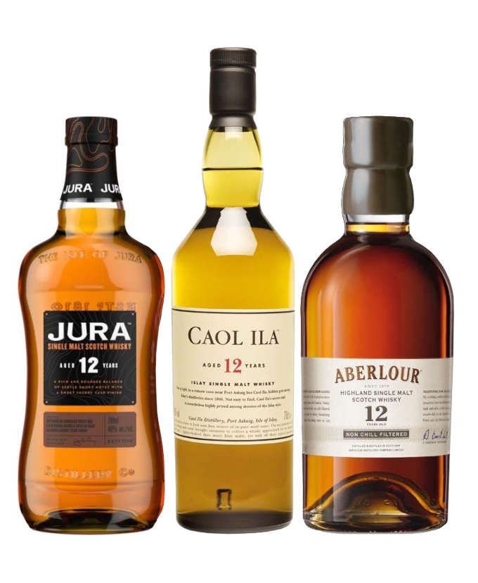 Trio whiskies écossais - 3 bouteilles & étuis