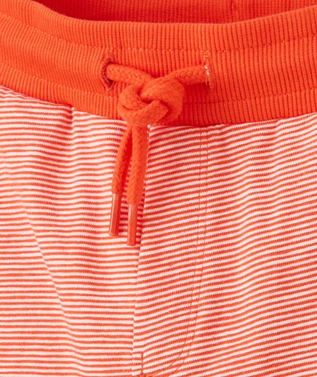 BERMUDA GARÇON EN COTON RAYÉ ROUGE ET BLANC