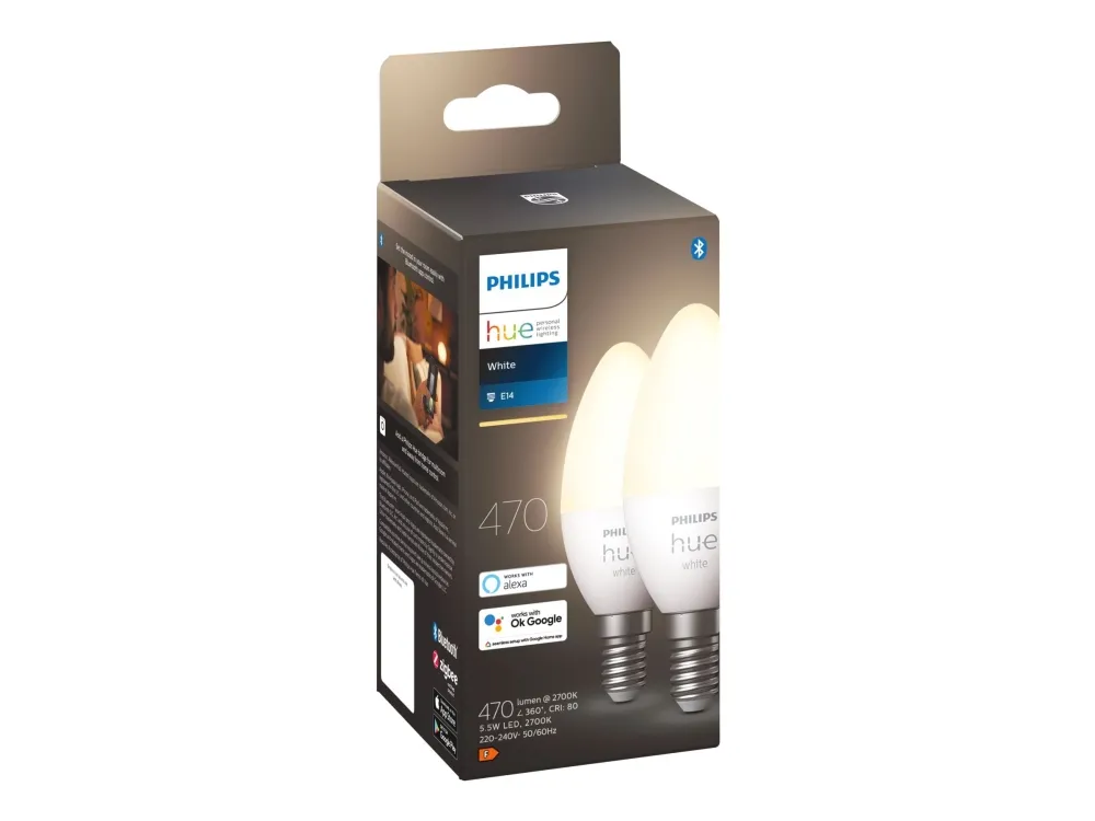 Philips Hue White Kerte - E14 pærer - 2-pak