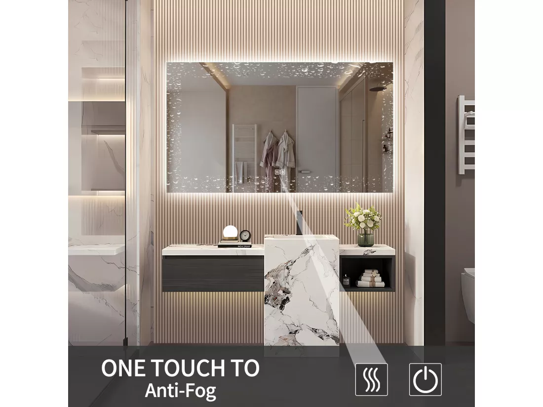 Miroir Salle de Bain avec Éclairage - 60 x 120 cm - Miroir LED Salle de Bain - avec Anti-buée et 3 Couleur Changeable