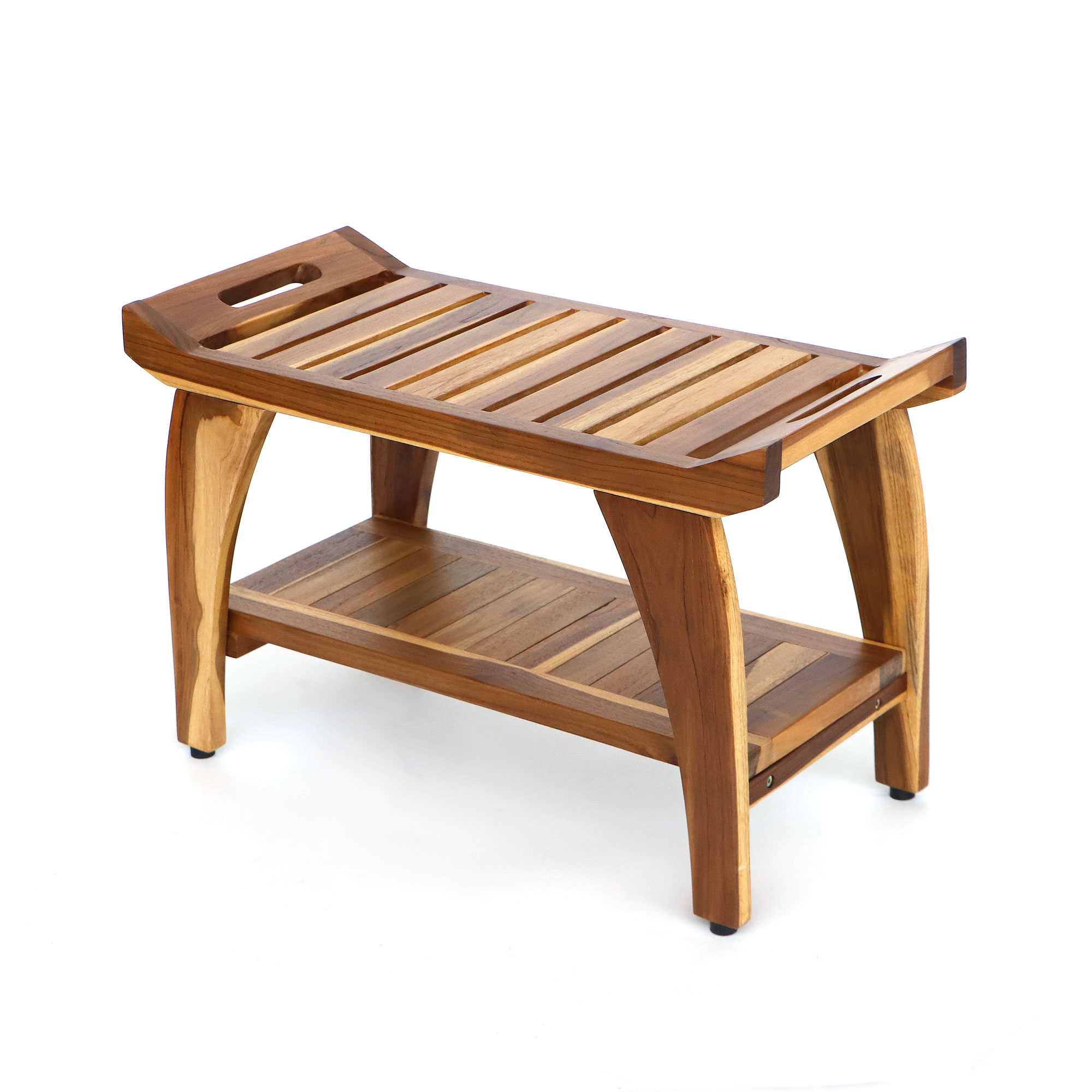 Bad-Hocker aus Teak, B 76 cm, L 36 cm, H 48 cm von fischer's lagerhaus