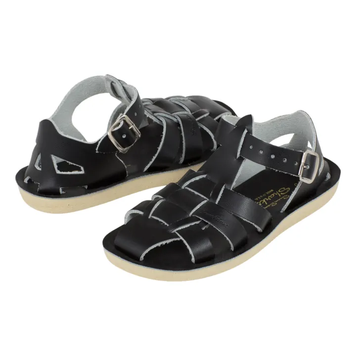 Salt-Water Sandales Cuir Waterproof Shark | Noir