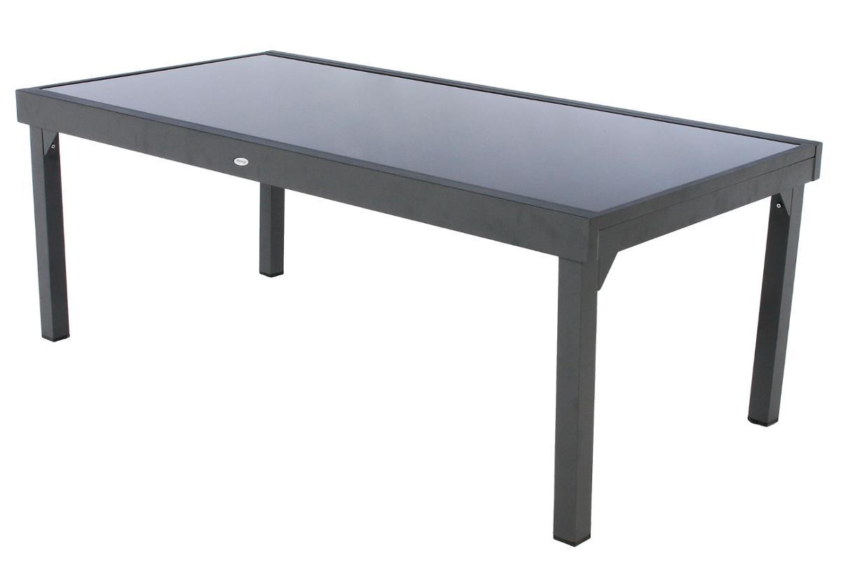 TABLE PIAZZA EXTENSIBLE VERRE GRAPHITE 12 PLACES