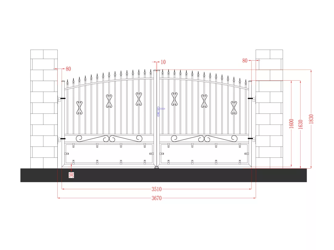 Portail battant électrique aluminium ajouré L367 x H183 cm noir NERBIS