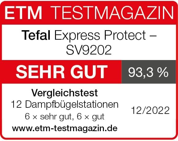 Tefal Dampfbügelstation Express Protect, leistungsstarker 7,5-Bar-Druck, Dampfstoß: 520 g/Min., 1,8 L Wassertank, Smart Temp-Technologie, Kalk-Kollektor, Bügeleisen Dampfstation, weiß/blau, SV9202