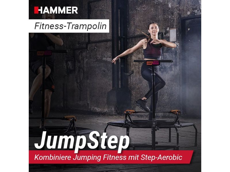 HAMMER Fitnesstrampolin JumpStep Pro mit Step-Board Fitness-Trampolin mit Transportrollen