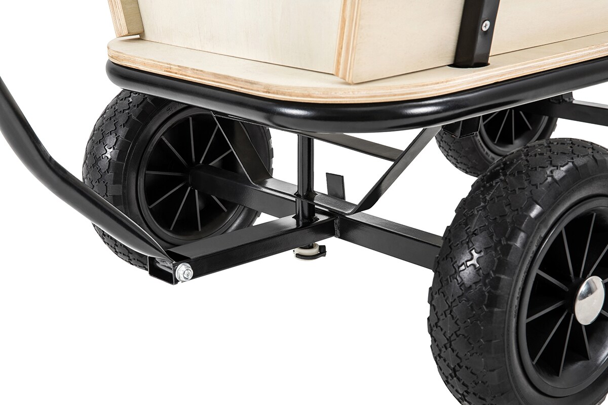 Miweba Holz-Bollerwagen Canvas, mit Dach, deichselgeführte Lenkachse, 180 kg, Profilreifen, Stahl