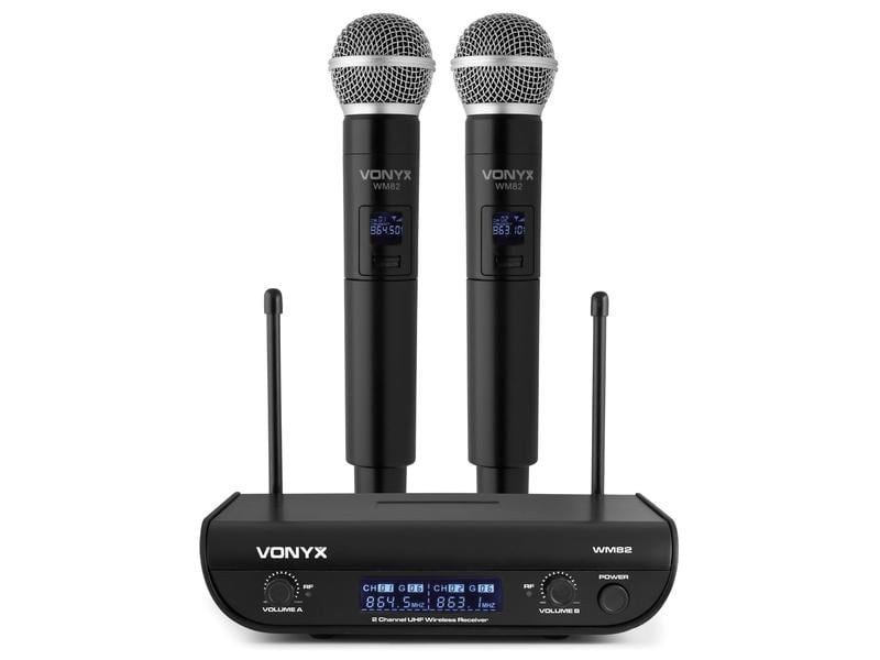 Vonyx WM82 Set UHF-2-Kanal-Mikrofon Set mit Handmikrofon