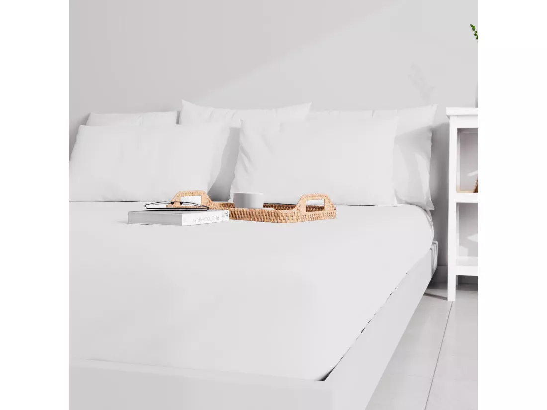 Drap housse uni 160x200 cm ZZZ blanc