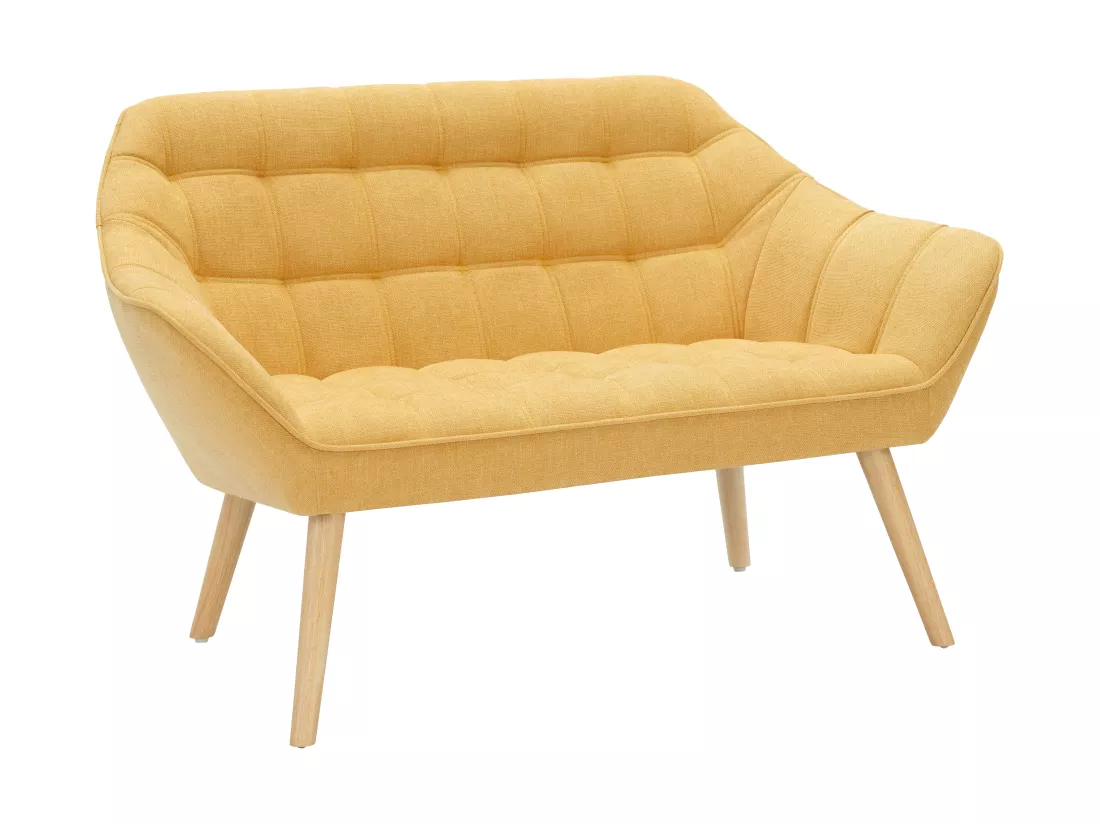 Canapé 2 places en tissu jaune moutarde CASERTA