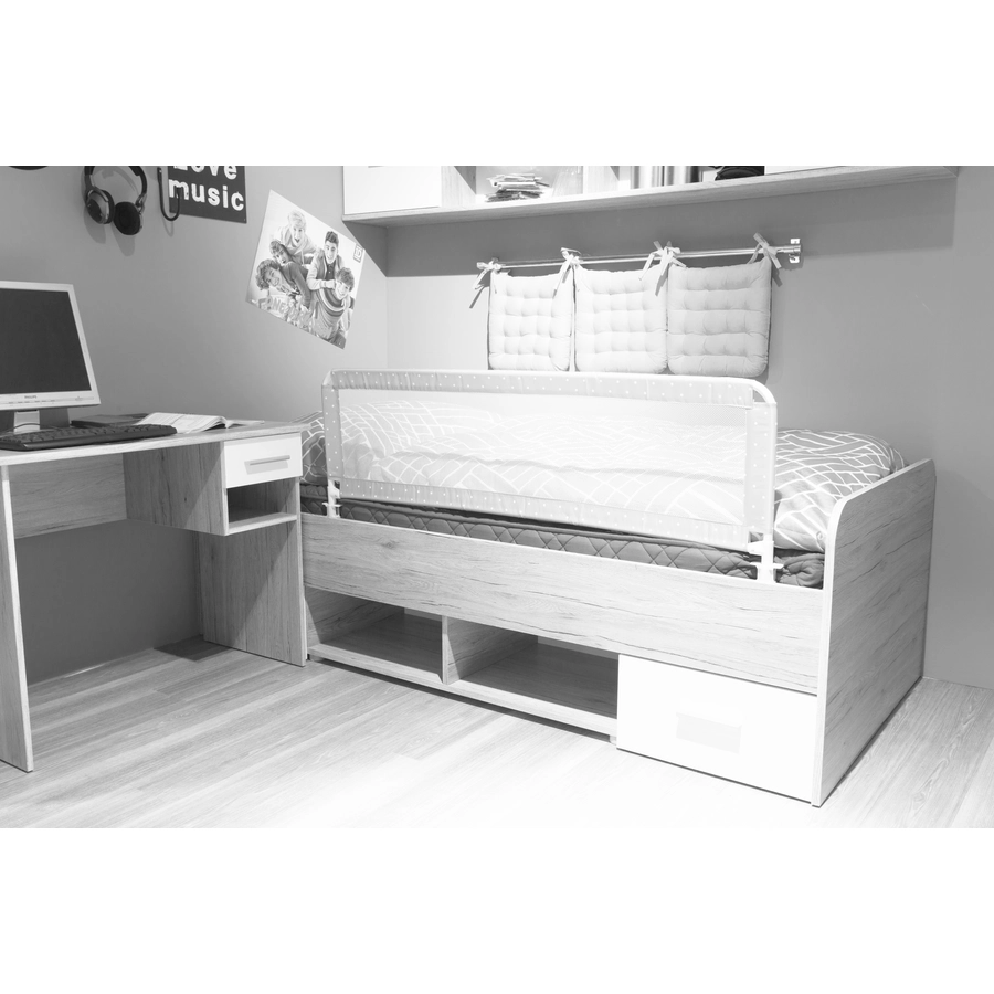 fillikid Bettgitter Hugo 135 cm für Standard- und Boxspringbetten Punkte Grau