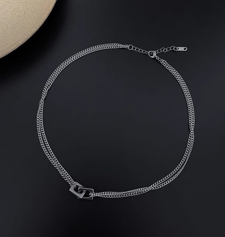 Lilafey - In elkaar grijpende gelaagde choker van roestvrij staal