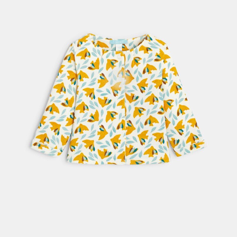 Gilet molleton oiseaux jaune bébé fille Jaune