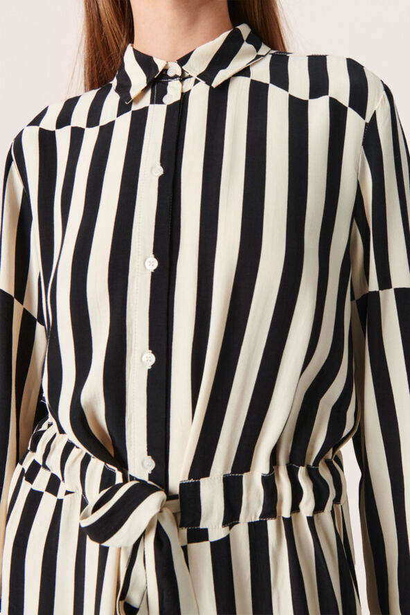 Soaked in Luxury SLMolly Shirt Dress LS Irregular stripes beige print