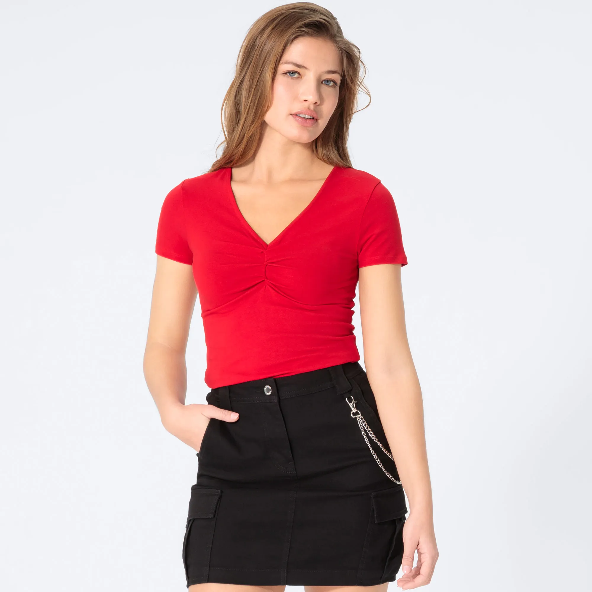 Damen-T-Shirt mit Raffung