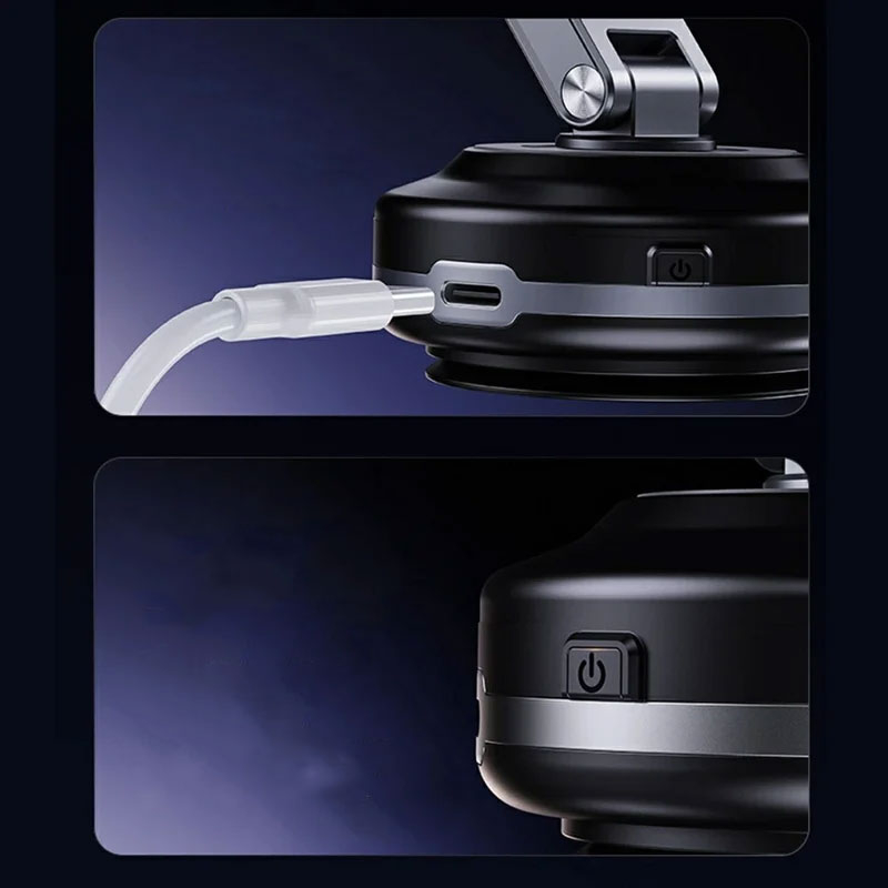 Faltbare Magnetische Auto KFZ 360° Smartphone Halterung mit elektronischem Saugfuss inkl. Magnet Ring (130mAh) - Grau