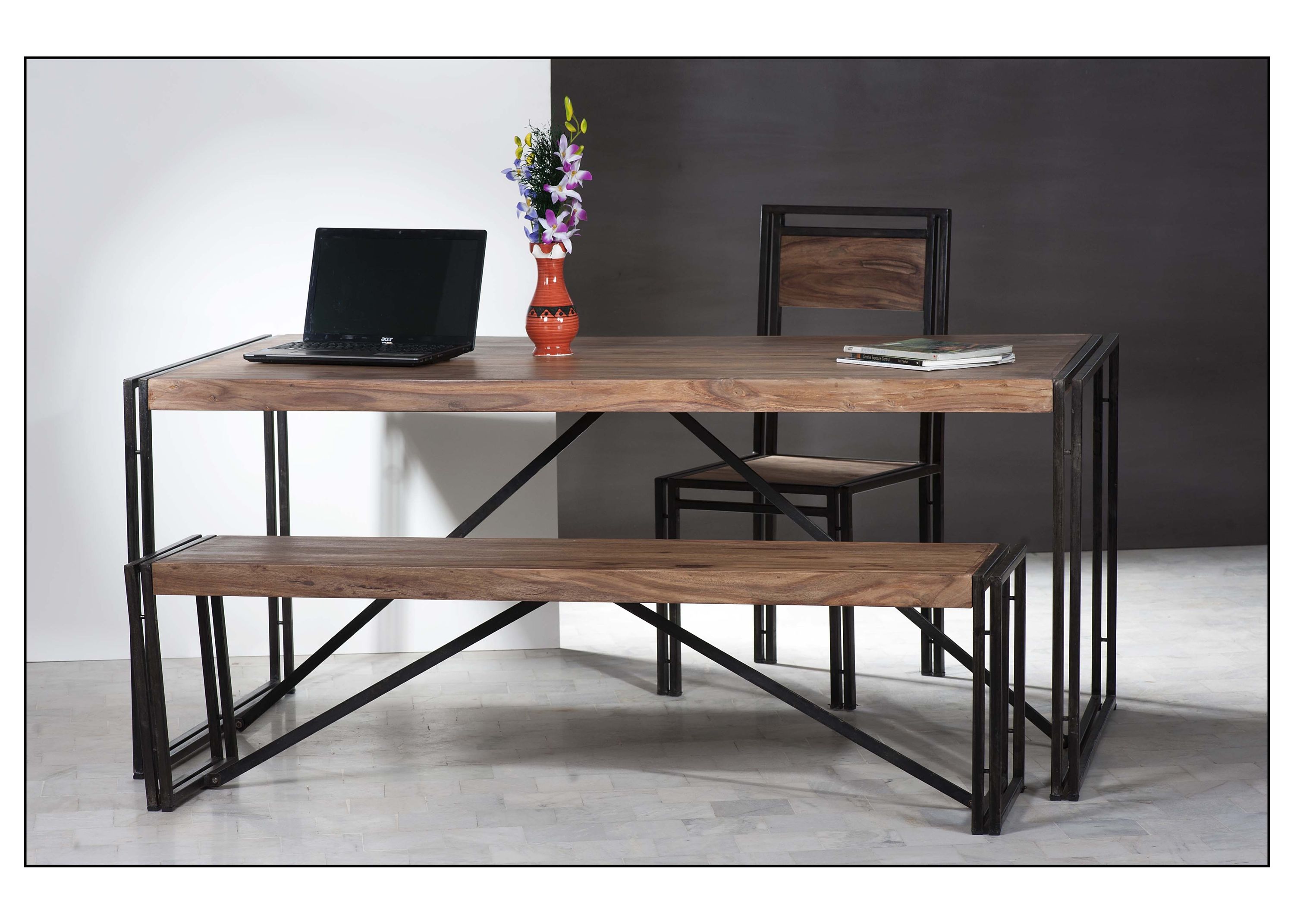 Tisch 180x90 cm Akazie Altmetall Esstisch Küchentisch Esszimmer Speisetisch