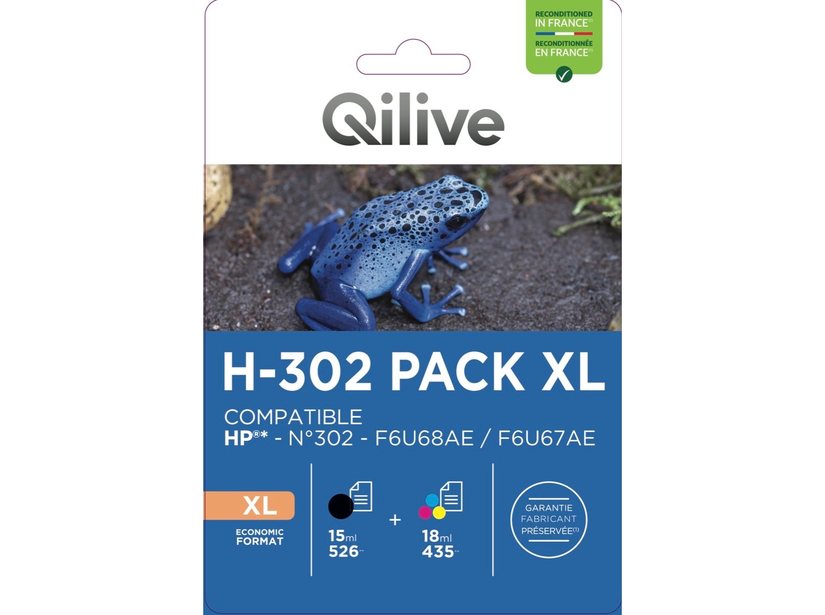 TINTEIRO COMPAT/ RECICL QILIVE H-302 PACK B CMY 45ML / 9ML
