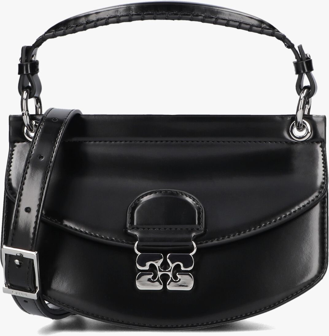 zwarte ganni handtas apo-g bag mini top handle box