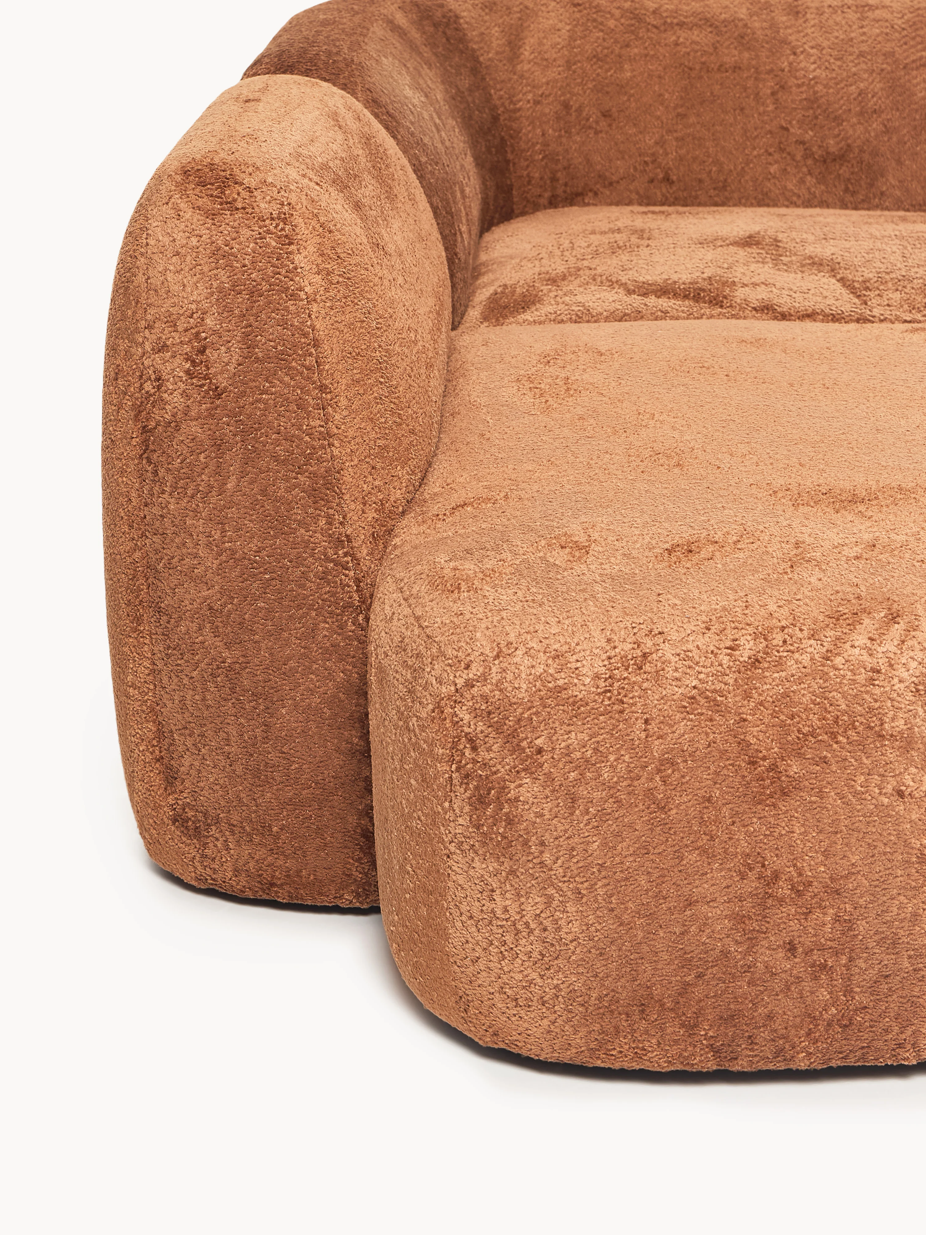 XL modulaire teddy bouclé hoekbank Wolke (4-zits) met chaise longue