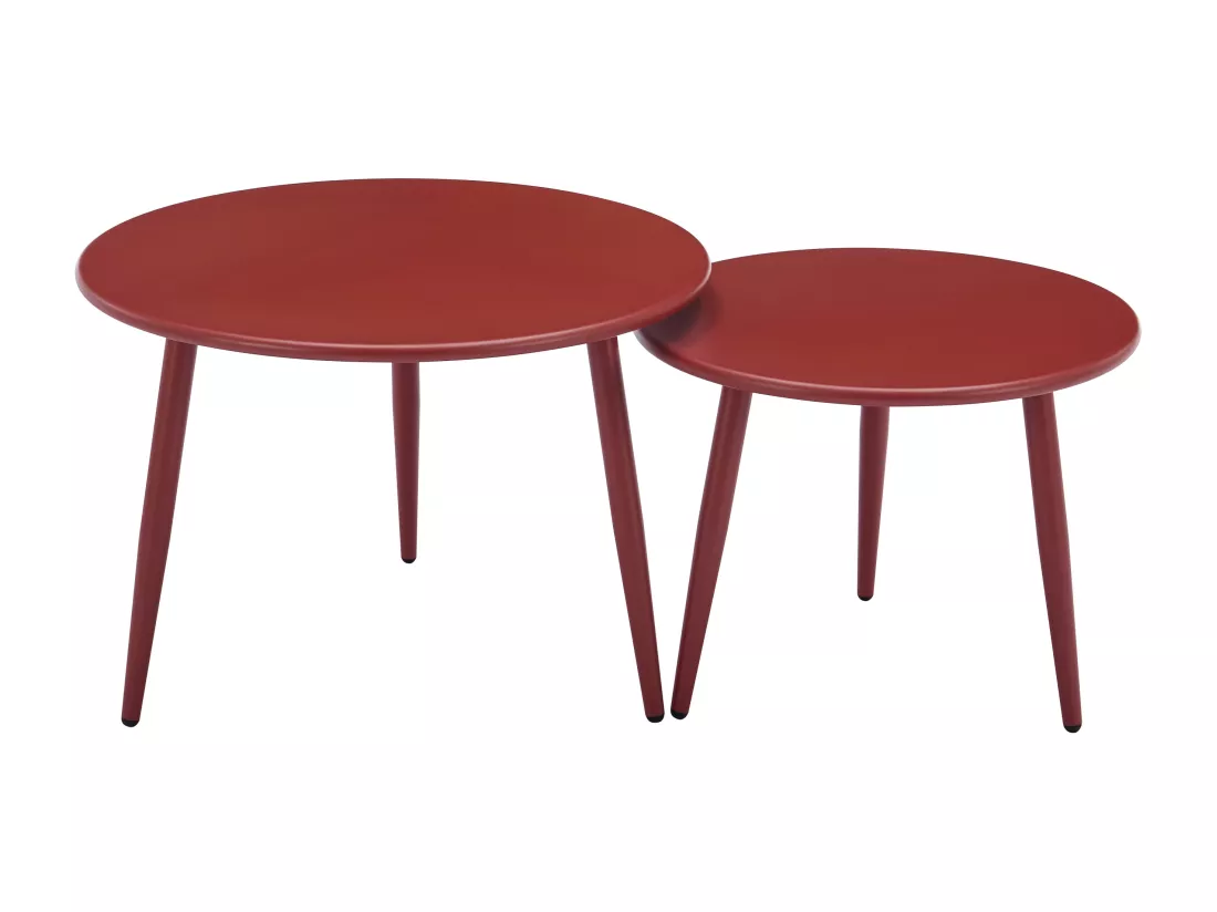 Salon de jardin en polypropylène et métal : un canapé 2 places, 2 fauteuils et 2 tables basses - Bordeaux - LOYNA de MYLIA