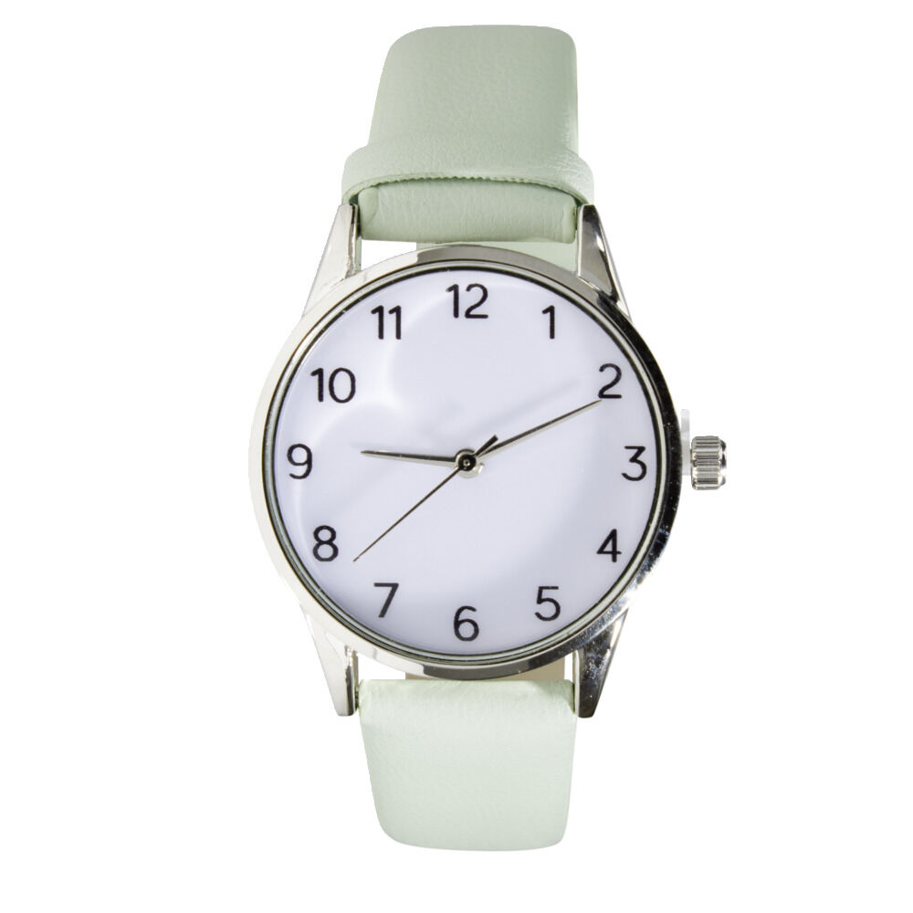 Montre femme cadran rond acier argenté bracelet simili Ø3,5xH23cm (4 modèles)