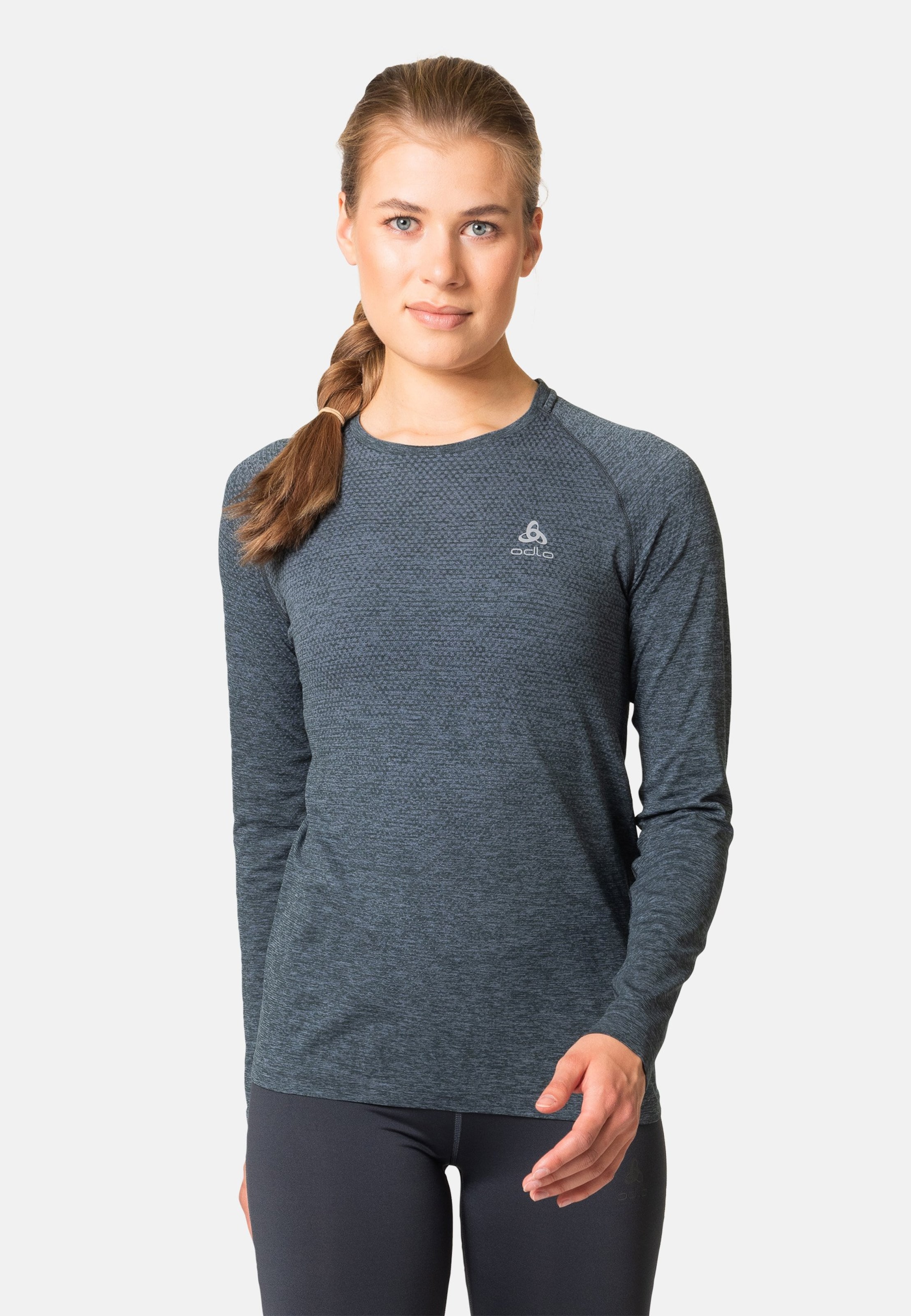 Essentials Seamless Langarm-Laufshirt in india ink melange
