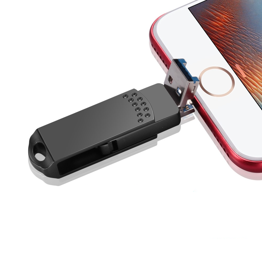 (128GB) 3in1 USB Lightning / USB C / USB A Speicher Stick Flash Drive USB 3.0 - Grau