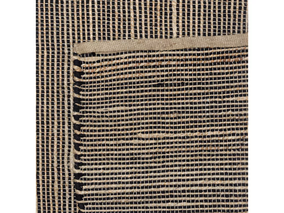 QUENTIN - Tapis rect. 200x290cm en jute et coton couleur sable et noir