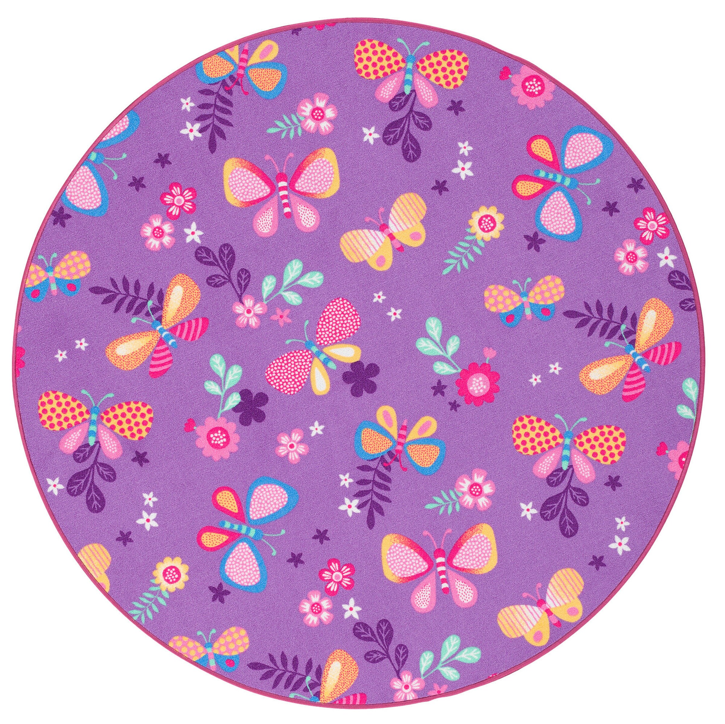 Snapstyle Kinder Spiel Teppich Schmetterling Rund Lila