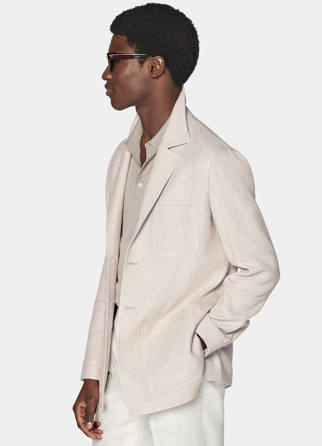 Veste chemise coupe Relaxed taupe clair
