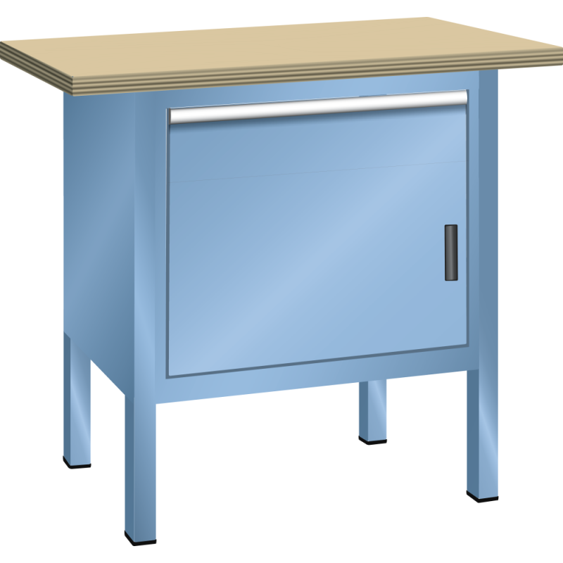 Lista - Établi compact plateau 100 x 70 cm - 1 porte battante + 1 rayon + 1 tiroir