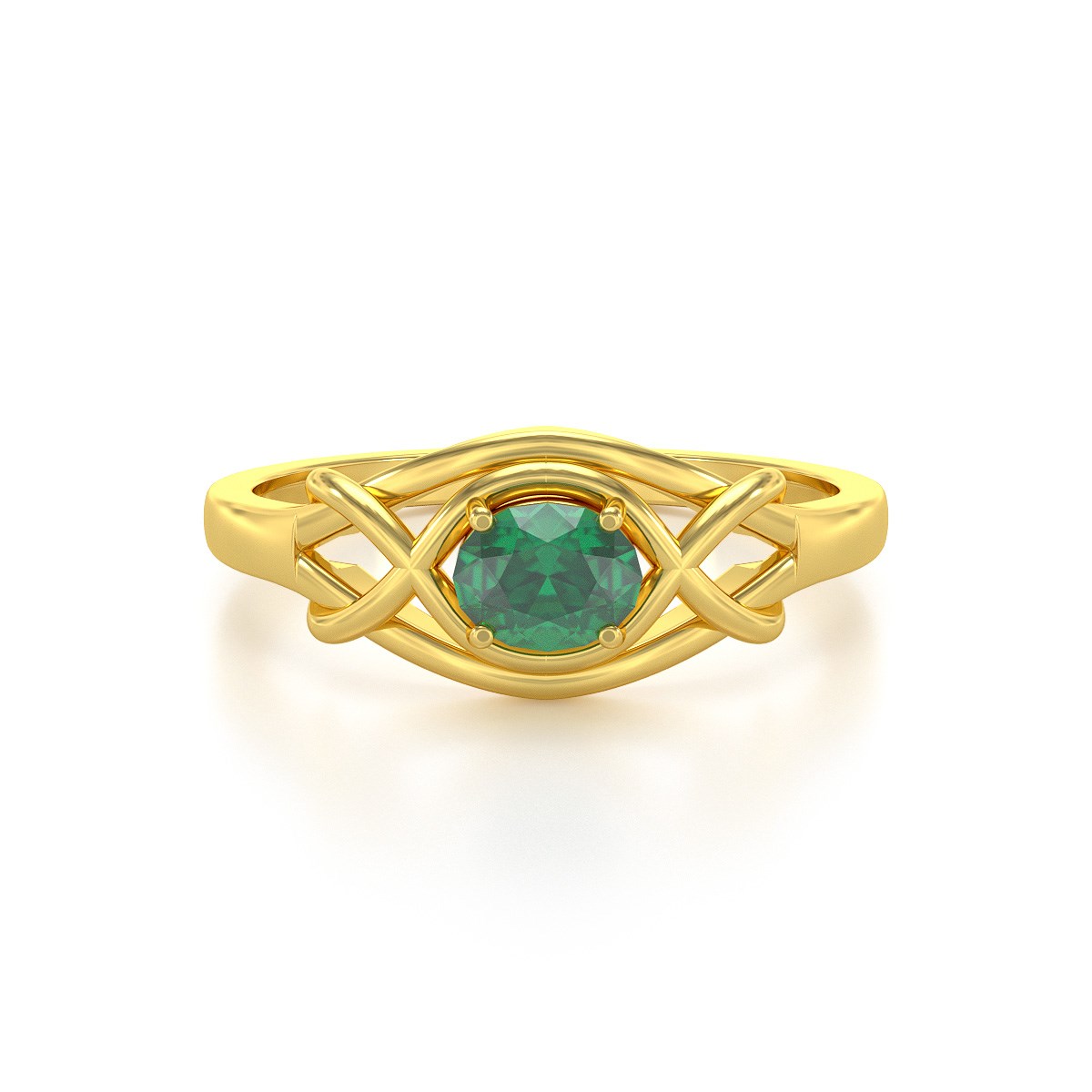 Bague ADEN Or 585 Jaune Emeraude 1.870grs