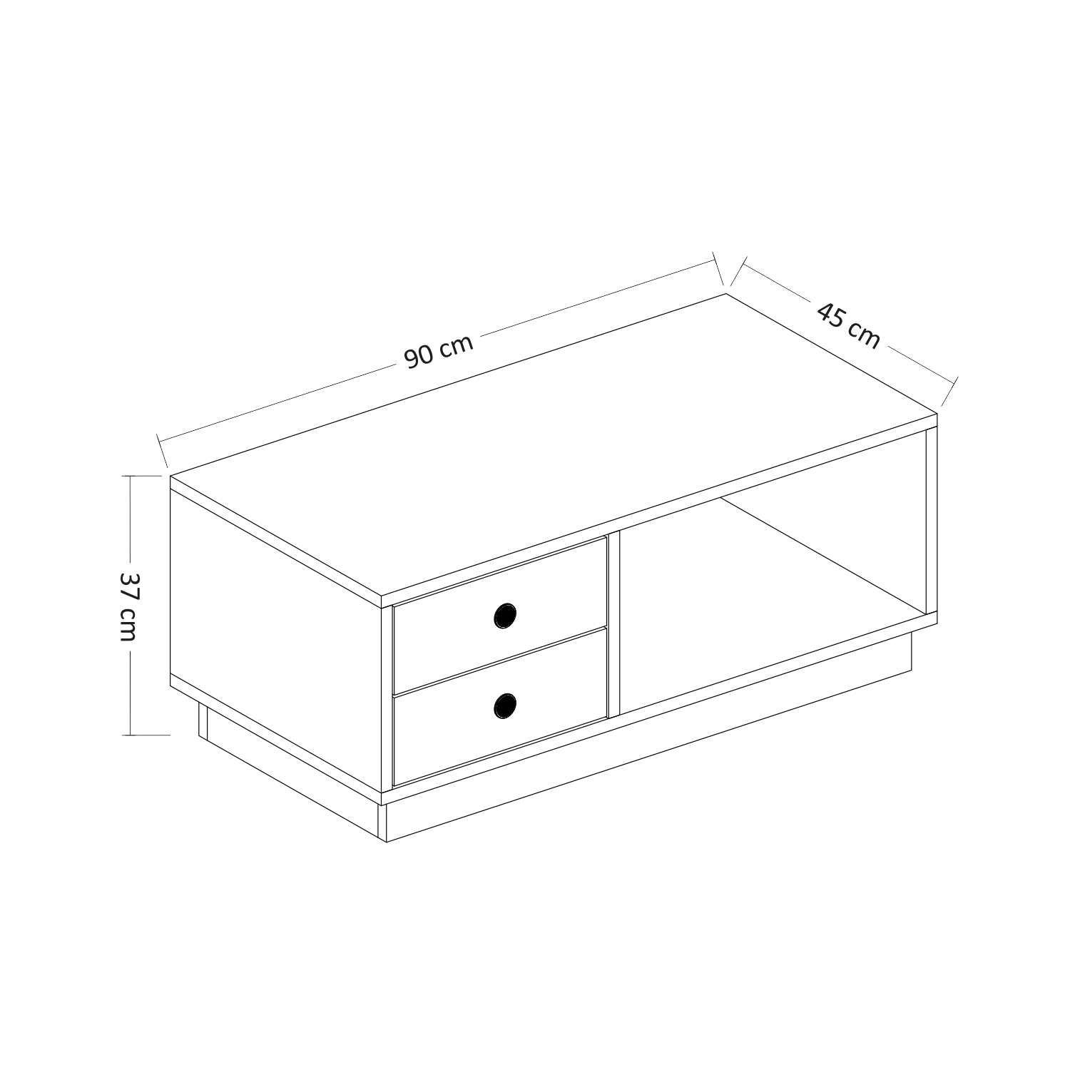 Couchtisch - weiß - 2 Schubladen - 90 cm