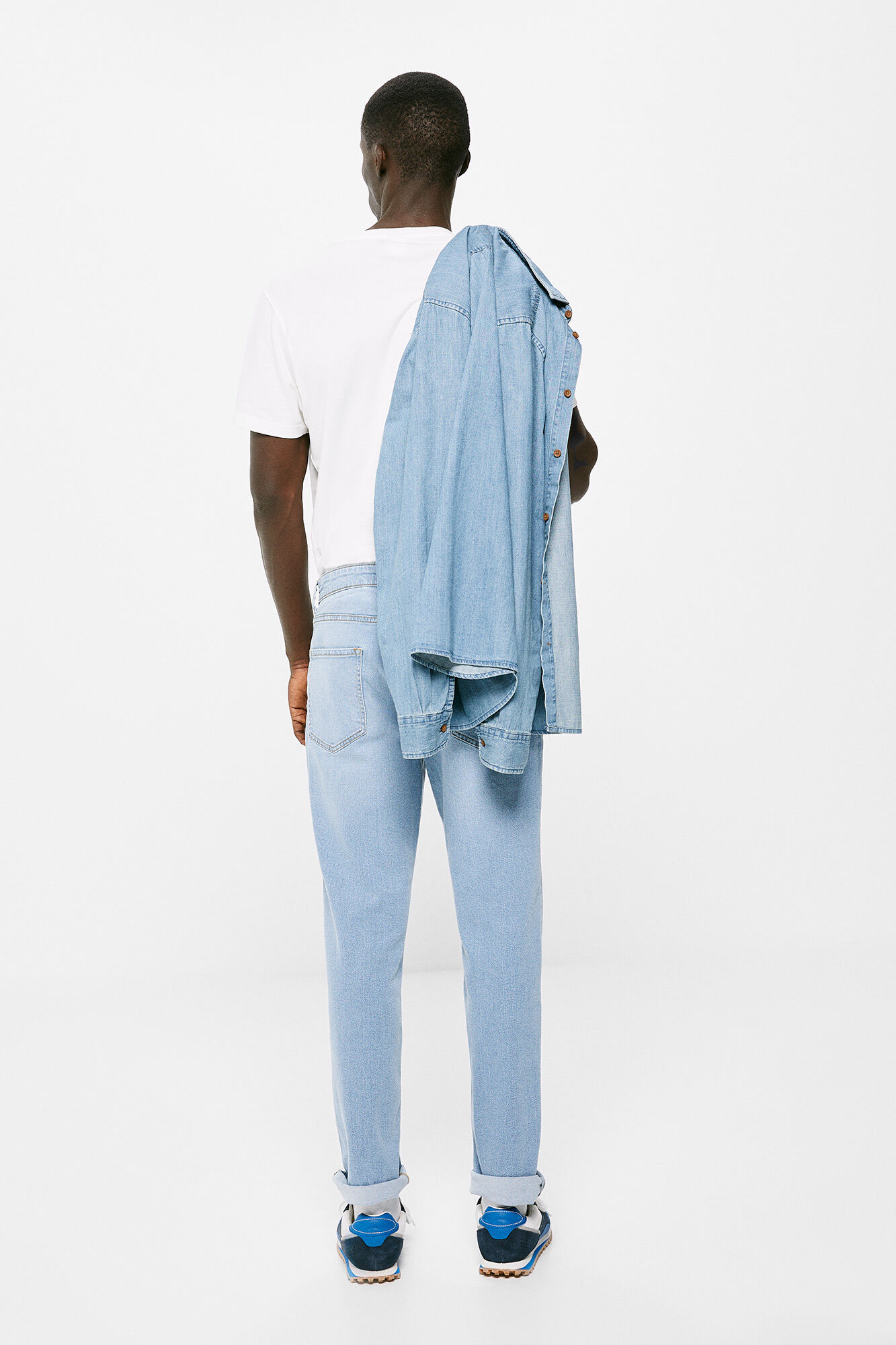 Calça jeans regular de lavagem clara - azul índigo