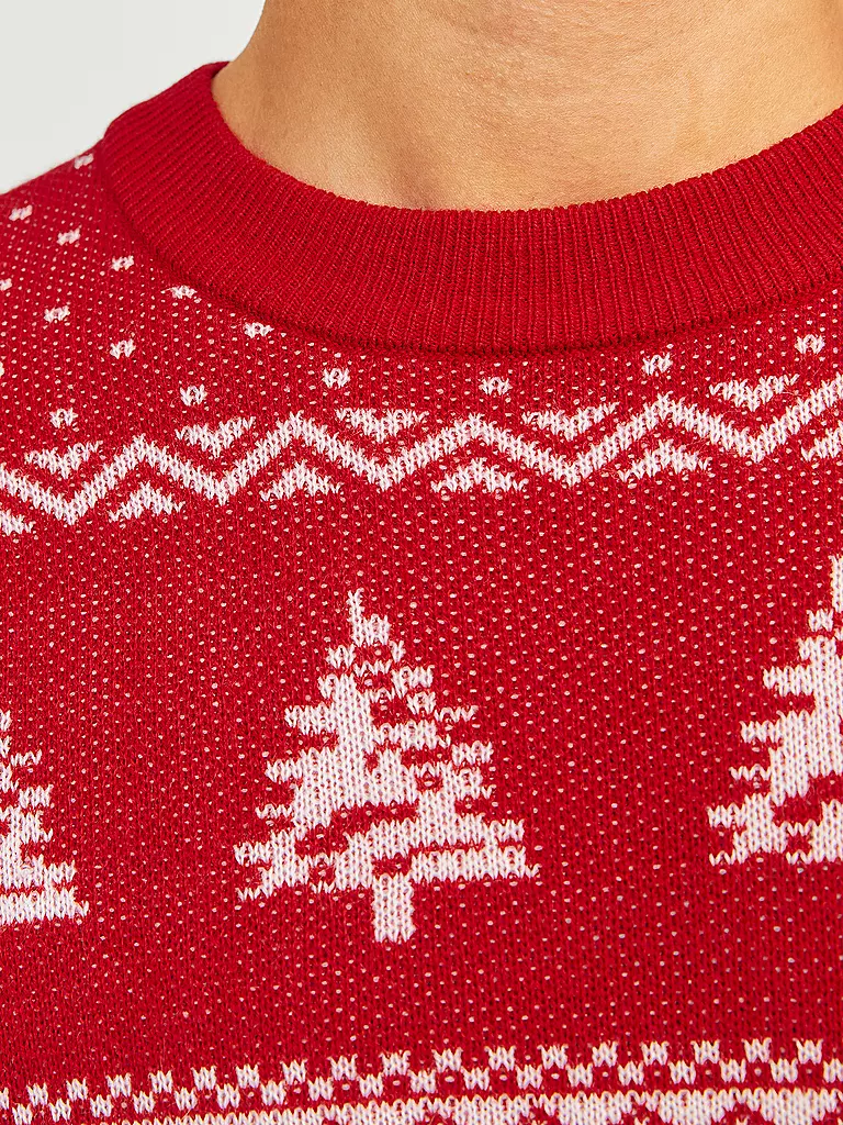 JACK & JONES Pullover JJXMAS GABRIEL dunkelrot