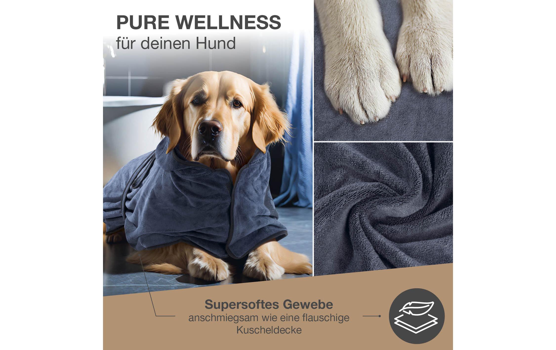 Bademantel Beige / Blau, MHundebademantel