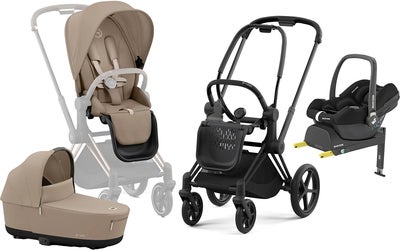 Cybex Priam Duovogn inkl. Maxi-Cosi CabrioFix & Base, Cozy Beige/Matt Black
