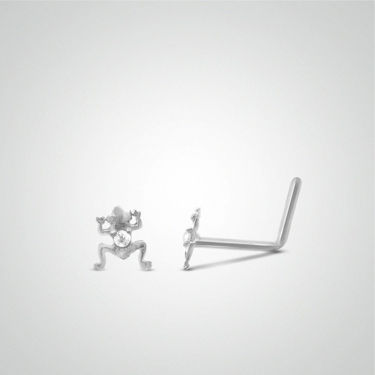 Piercing de nez grenouille or blanc avec barre pliée