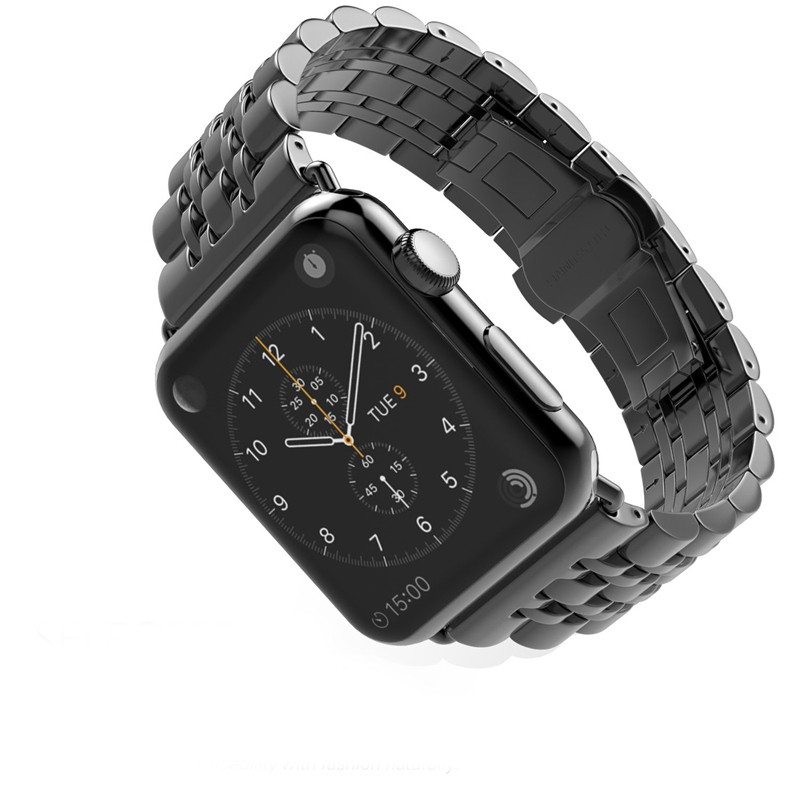 Apple Watch (42/41/40/38 mm) Edelstahl Armband mit Butterfly Verschluss - Schwarz