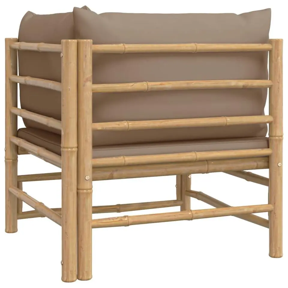 vidaXL - Tuinhoekbank - Taupe - Bamboe - Met kussens