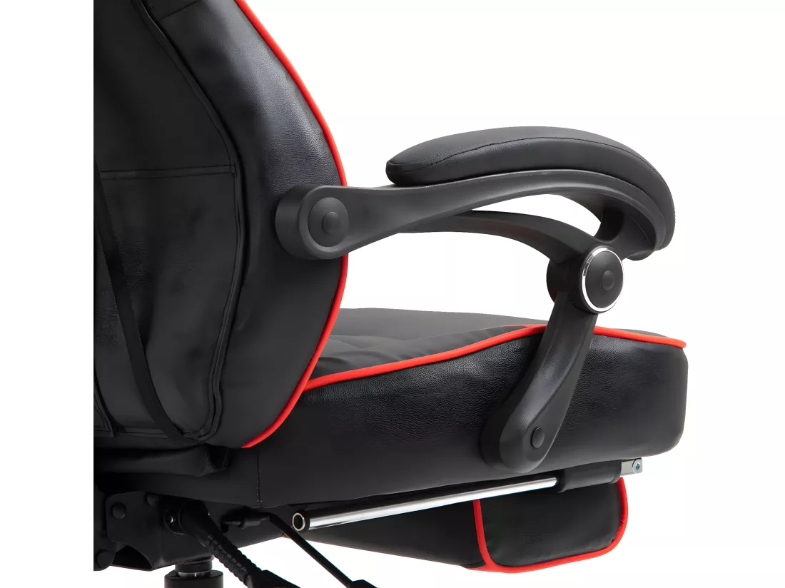 Chaise de bureau - Similicuir & Plastique - Noir / Rouge - Tilos