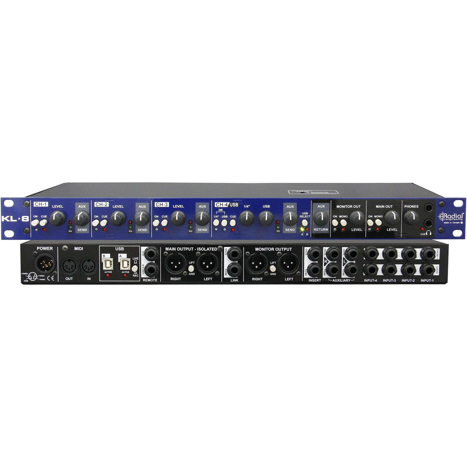 Radial KL-8 keyboard rackmixer