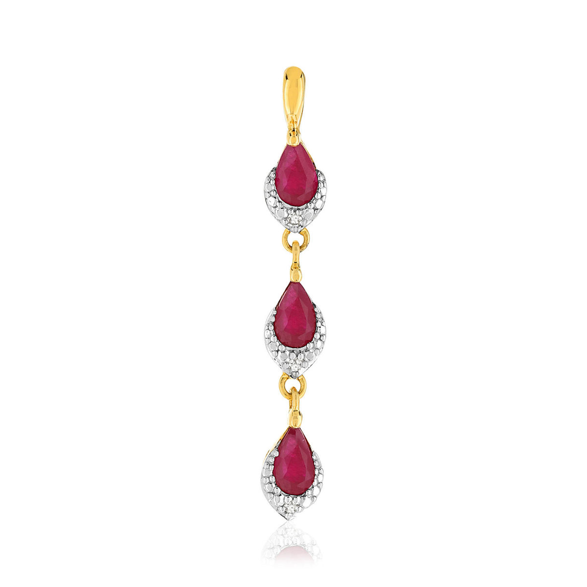Pendentif or 375 2 tons rubis et diamants
