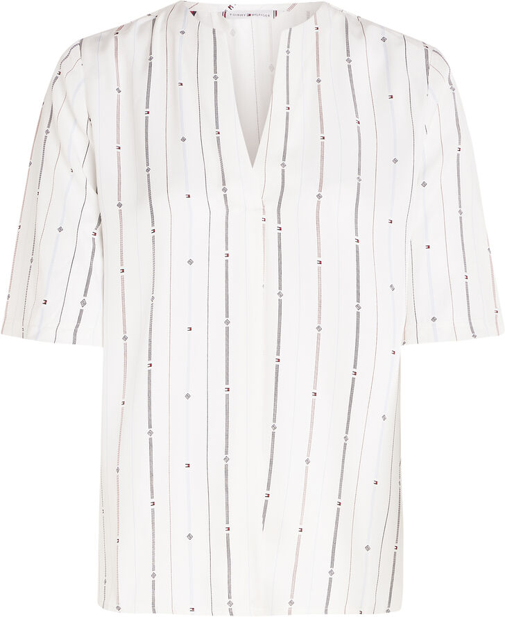 Tommy Hilfiger FOULARD STP V-NECK SS BLOUSE Foulard flag stp/ multi