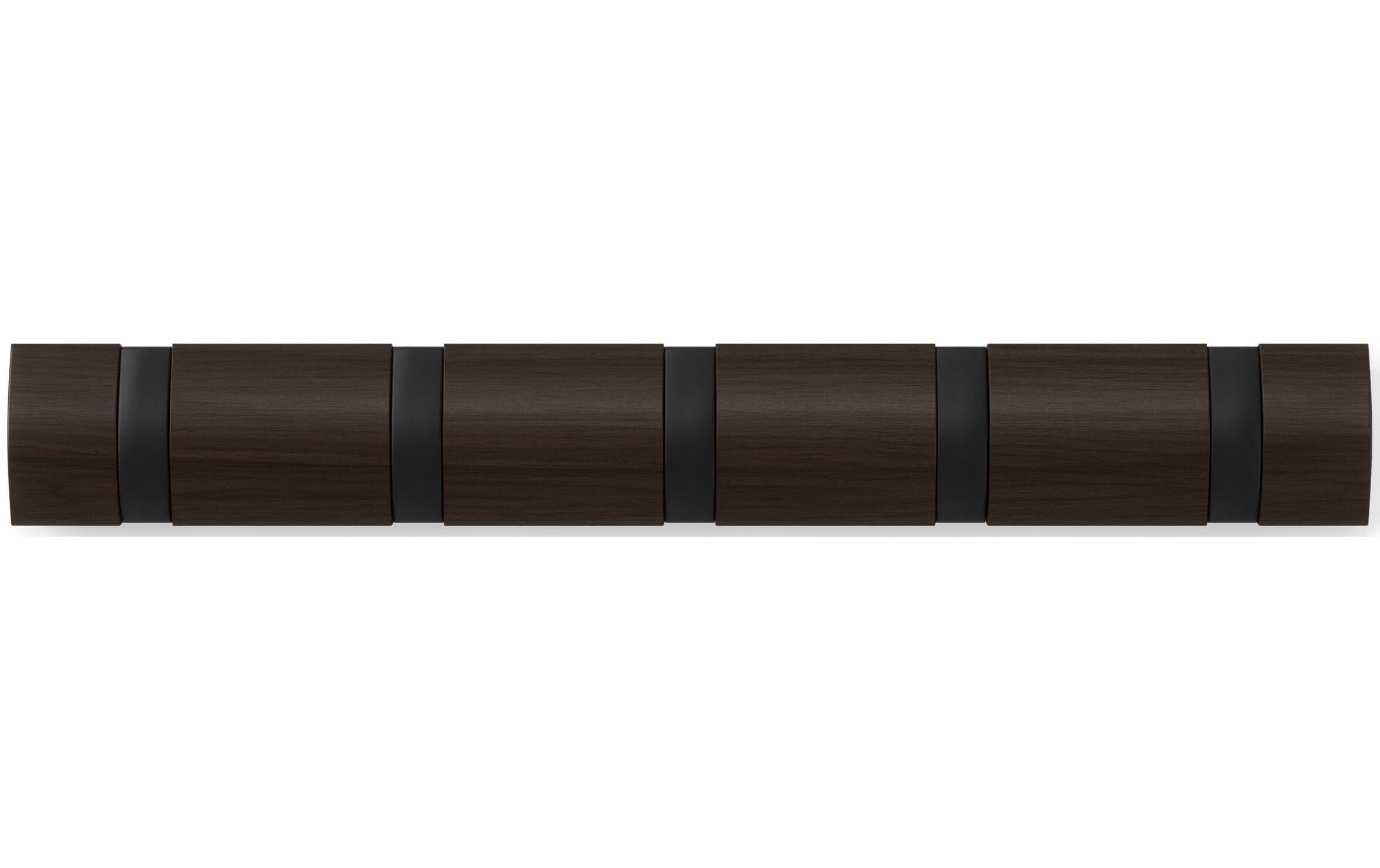 Wandgarderobe Flip 5 Haken, Schwarz/BraunGarderobenhaken zum einklappen